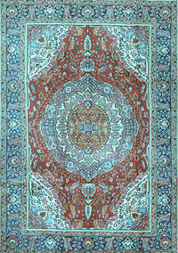 Medallion Light Blue Traditional Rug, tr1309lblu