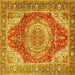 Square Medallion Yellow Traditional Rug, tr1309yw