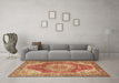 Machine Washable Medallion Brown Traditional Rug in a Living Room,, wshtr1309brn