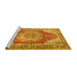 Sideview of Machine Washable Medallion Yellow Traditional Rug, wshtr1309yw