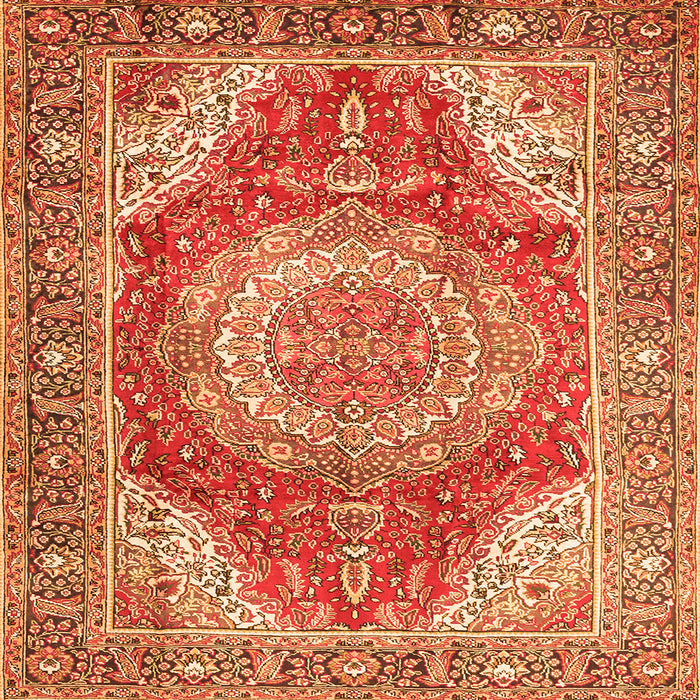 Serging Thickness of Medallion Orange Traditional Rug, tr1309org