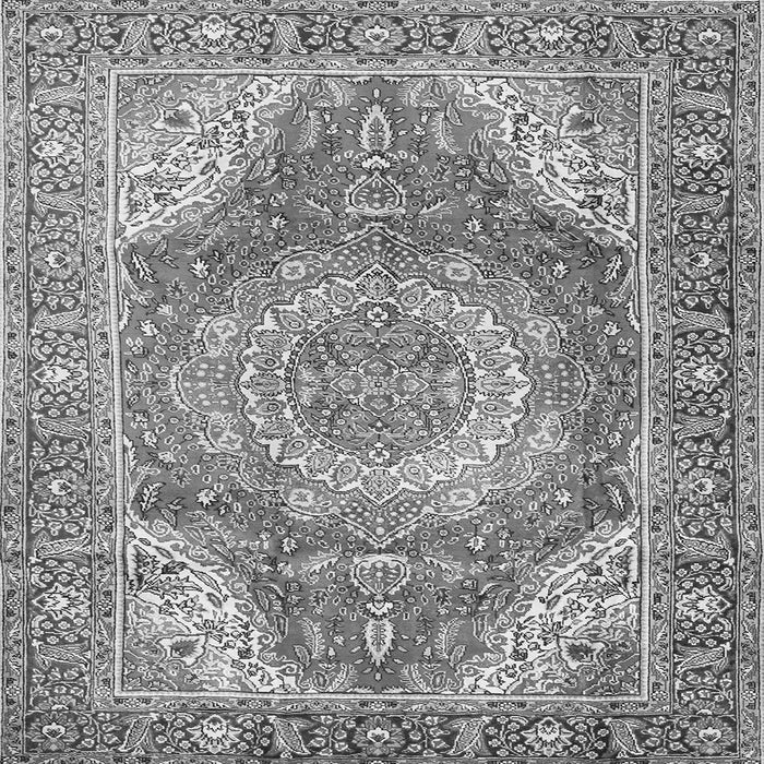 Round Machine Washable Medallion Gray Traditional Rug, wshtr1309gry