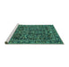 Sideview of Machine Washable Persian Turquoise Traditional Area Rugs, wshtr130turq