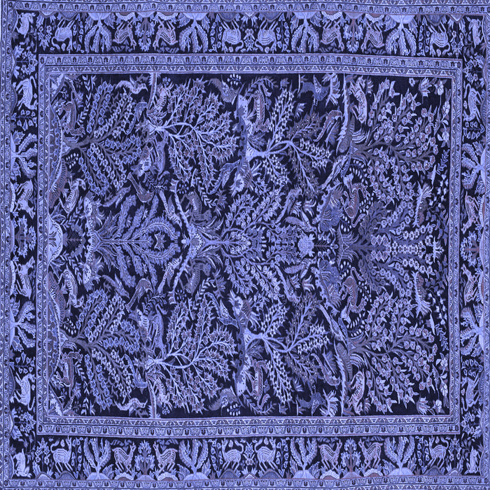 Square Machine Washable Persian Blue Traditional Rug, wshtr130blu