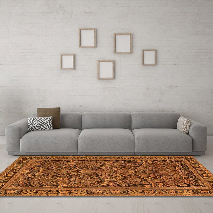 Machine Washable Persian Orange Traditional Area Rugs in a Living Room, wshtr130org