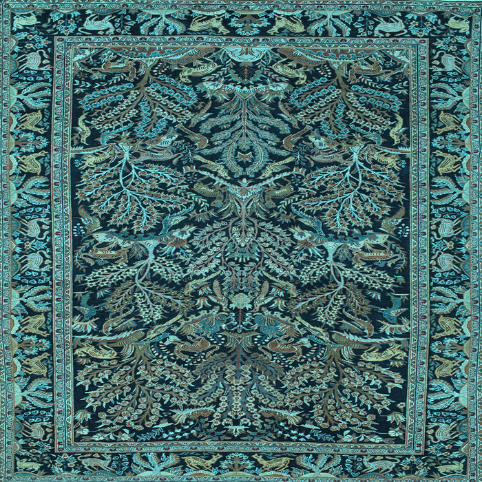 Square Machine Washable Persian Light Blue Traditional Rug, wshtr130lblu