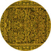 Round Persian Yellow Traditional Rug, tr130yw