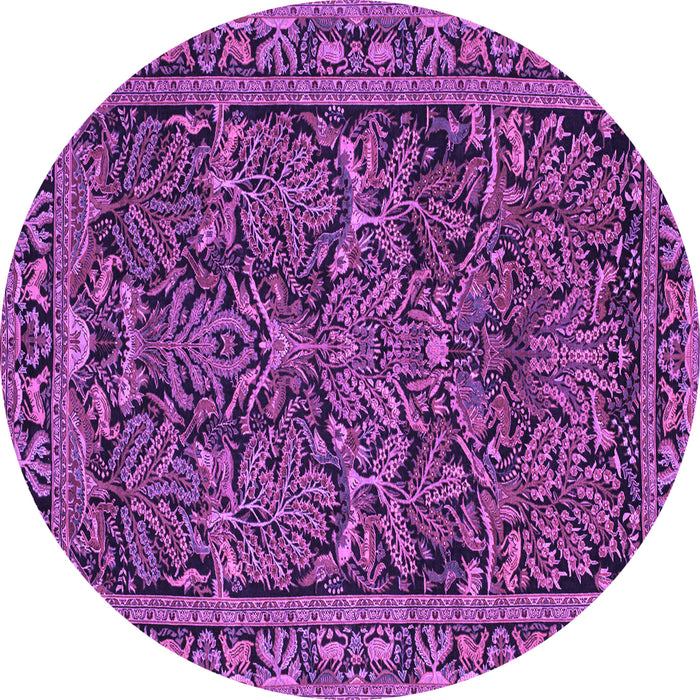 Round Persian Purple Traditional Rug, tr130pur