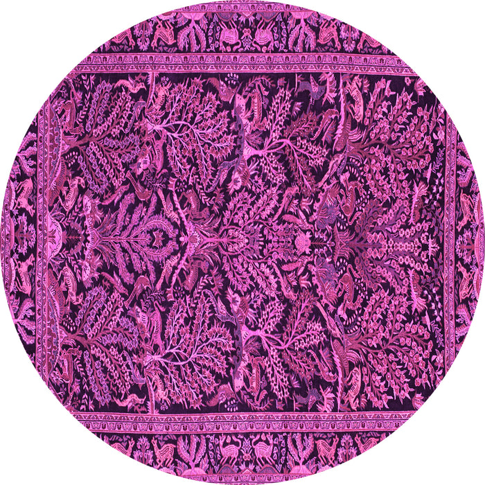 Round Persian Pink Traditional Rug, tr130pnk