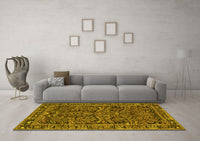 Machine Washable Persian Yellow Traditional Rug, wshtr130yw