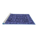 Sideview of Machine Washable Persian Blue Traditional Rug, wshtr130blu