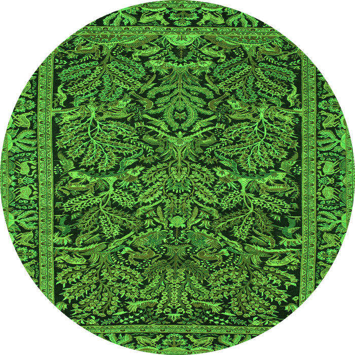 Square Persian Green Traditional Rug, tr130grn