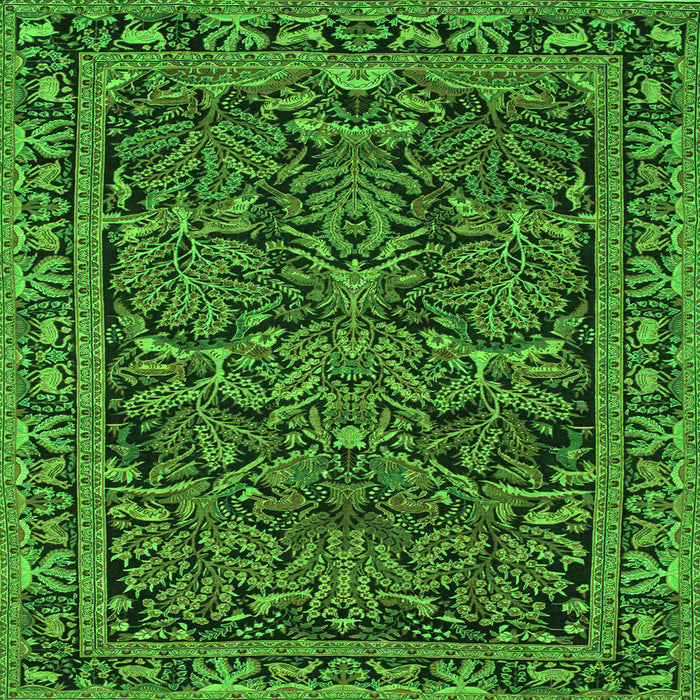 Round Machine Washable Persian Green Traditional Area Rugs, wshtr130grn