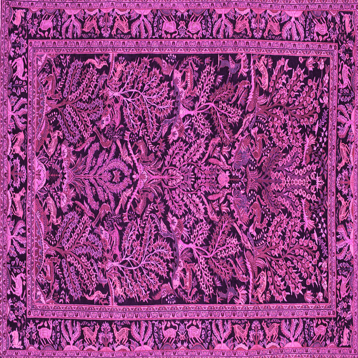 Square Machine Washable Persian Pink Traditional Rug, wshtr130pnk