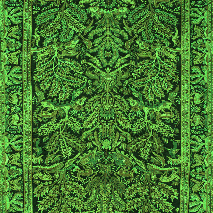 Serging Thickness of Machine Washable Persian Green Traditional Area Rugs, wshtr130grn