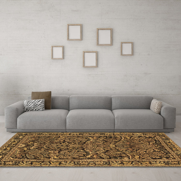 Machine Washable Persian Brown Traditional Rug in a Living Room,, wshtr130brn