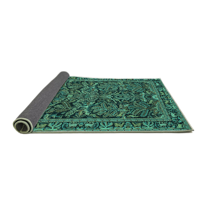 Sideview of Persian Turquoise Traditional Rug, tr130turq