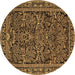 Round Persian Brown Traditional Rug, tr130brn