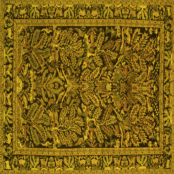 Square Machine Washable Persian Yellow Traditional Rug, wshtr130yw