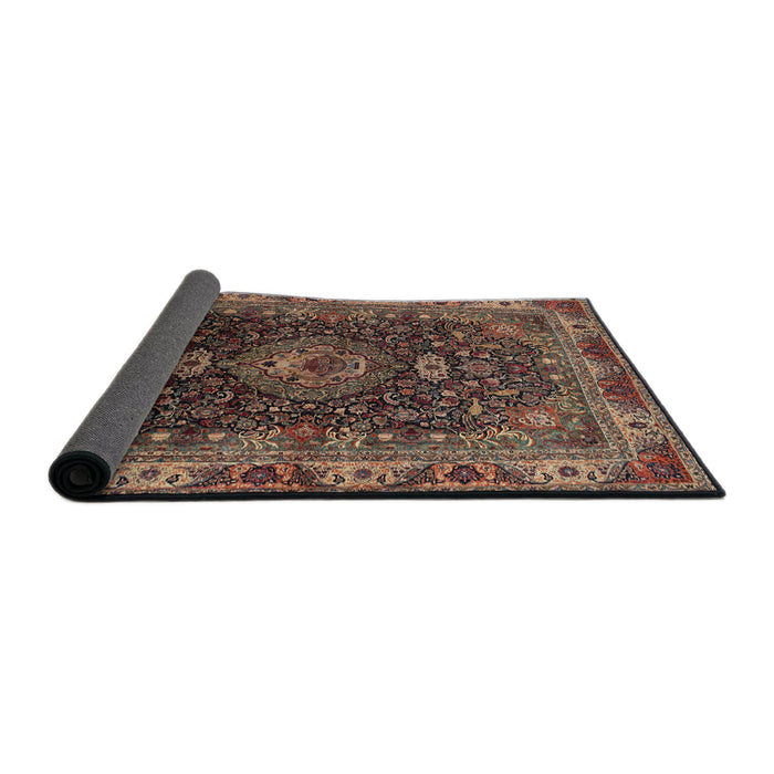 Sideview of Traditional Dark Almond Brown Medallion Rug, tr131