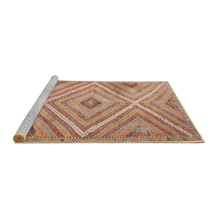 Sideview of Machine Washable Traditional Orange Rug, wshtr1310