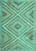 Machine Washable Southwestern Turquoise Country Area Rugs, wshtr1310turq