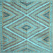 Square Machine Washable Southwestern Light Blue Country Rug, wshtr1310lblu