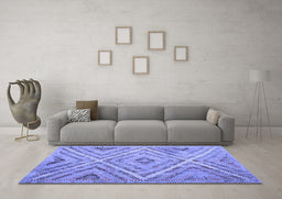 Machine Washable Southwestern Blue Country Rug in a Living Room, wshtr1310blu