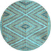 Round Southwestern Light Blue Country Rug, tr1310lblu