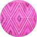 Round Machine Washable Southwestern Pink Country Rug, wshtr1310pnk