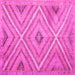 Square Machine Washable Southwestern Pink Country Rug, wshtr1310pnk