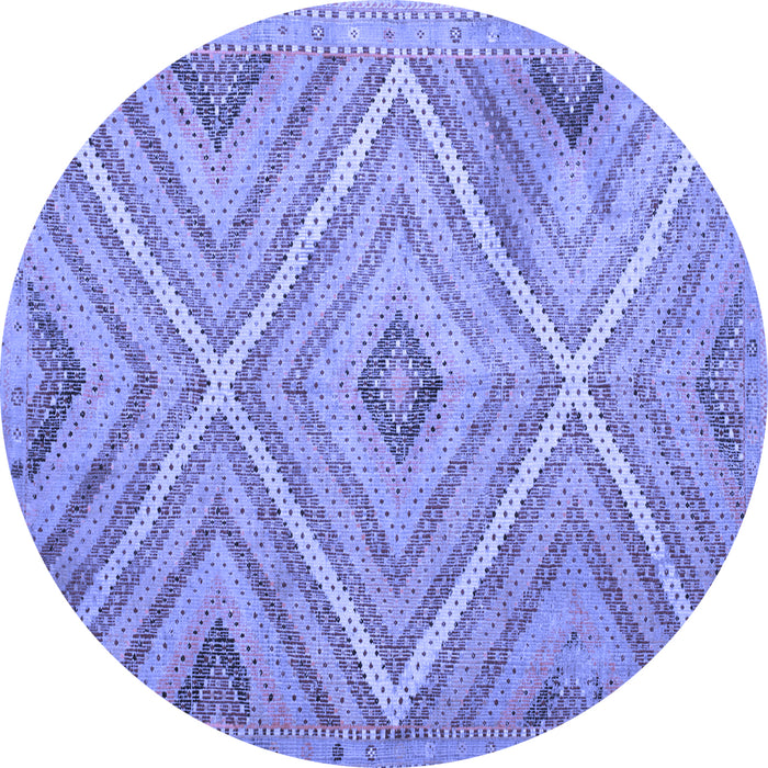 Round Machine Washable Southwestern Blue Country Rug, wshtr1310blu