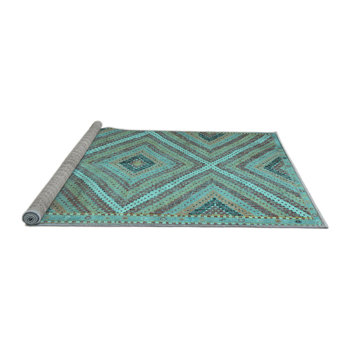 Sideview of Machine Washable Southwestern Light Blue Country Rug, wshtr1310lblu