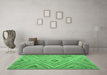 Machine Washable Southwestern Emerald Green Country Area Rugs in a Living Room,, wshtr1310emgrn