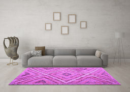 Machine Washable Southwestern Purple Country Area Rugs in a Living Room, wshtr1310pur