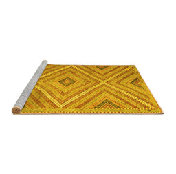 Sideview of Machine Washable Southwestern Yellow Country Rug, wshtr1310yw