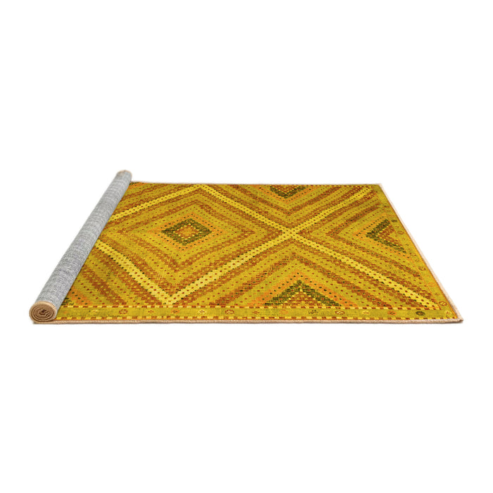 Sideview of Machine Washable Southwestern Yellow Country Rug, wshtr1310yw