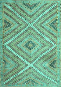 Southwestern Turquoise Country Rug, tr1310turq