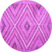 Round Machine Washable Southwestern Purple Country Area Rugs, wshtr1310pur