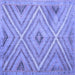 Square Machine Washable Southwestern Blue Country Rug, wshtr1310blu