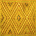 Square Machine Washable Southwestern Yellow Country Rug, wshtr1310yw