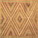 Square Machine Washable Southwestern Brown Country Rug, wshtr1310brn