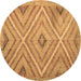 Round Machine Washable Southwestern Brown Country Rug, wshtr1310brn