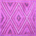 Square Machine Washable Southwestern Purple Country Area Rugs, wshtr1310pur