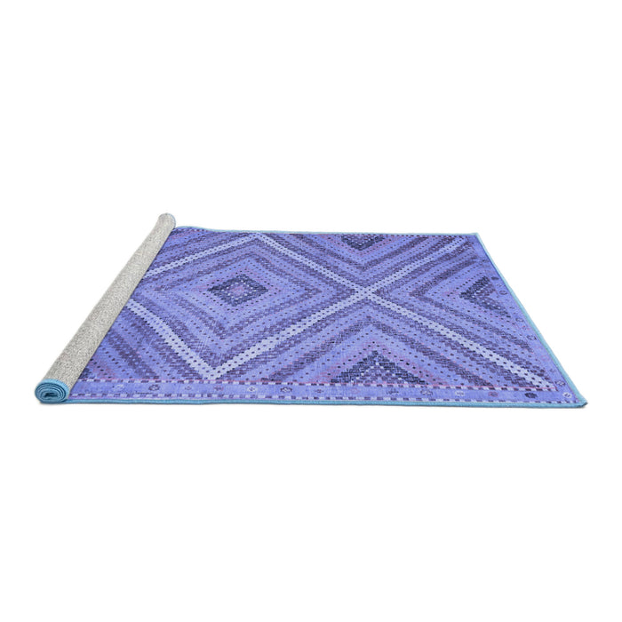 Sideview of Machine Washable Southwestern Blue Country Rug, wshtr1310blu