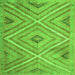 Round Machine Washable Southwestern Green Country Area Rugs, wshtr1310grn