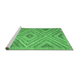 Sideview of Machine Washable Southwestern Emerald Green Country Area Rugs, wshtr1310emgrn