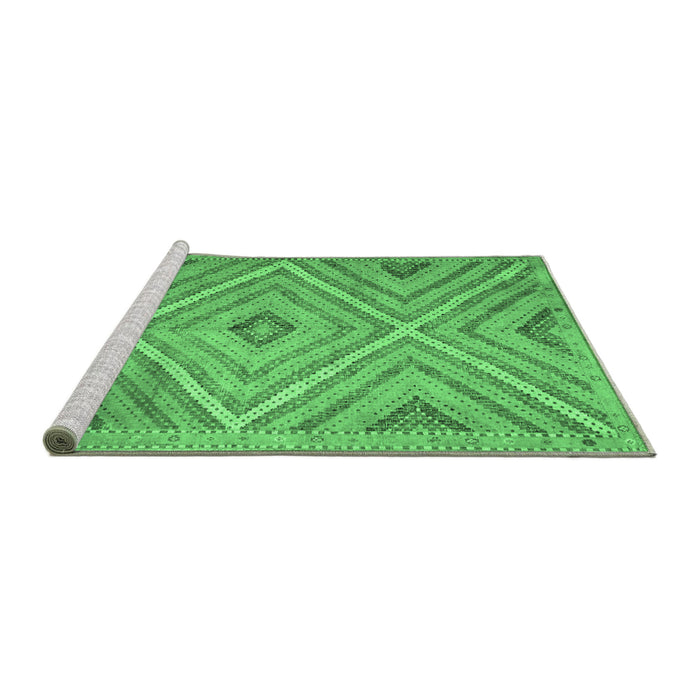 Sideview of Machine Washable Southwestern Emerald Green Country Area Rugs, wshtr1310emgrn