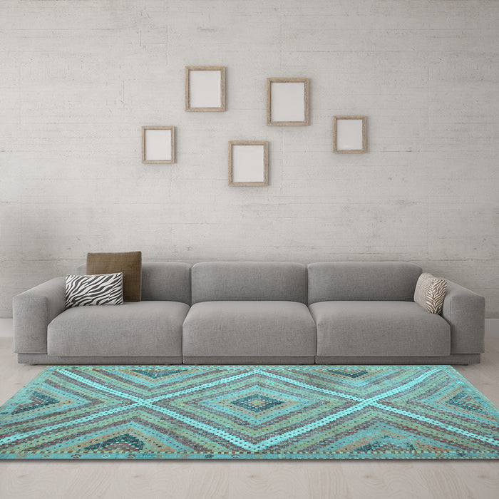 Machine Washable Southwestern Light Blue Country Rug in a Living Room, wshtr1310lblu