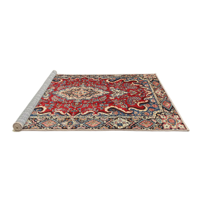 Sideview of Machine Washable Traditional Brown Red Rug, wshtr1311